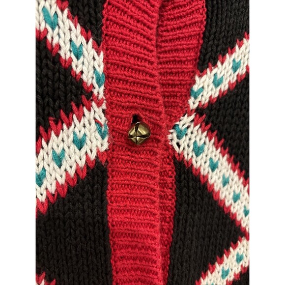 Vintage Yarnworks Tacky Christmas Sweater Hearts Jingle Bell Buttons Size Large - Picture 4 of 10